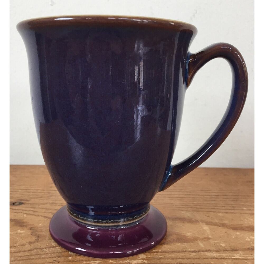 Vtg Denby Regatta Harlequin Porcelain Footed Glazed Irish Coffee Mug England